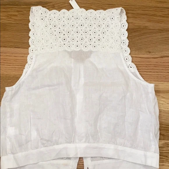 Madewell White Sleeveless Button-Up Top with Crochet Detail size 4 NWT - Picture 5 of 5